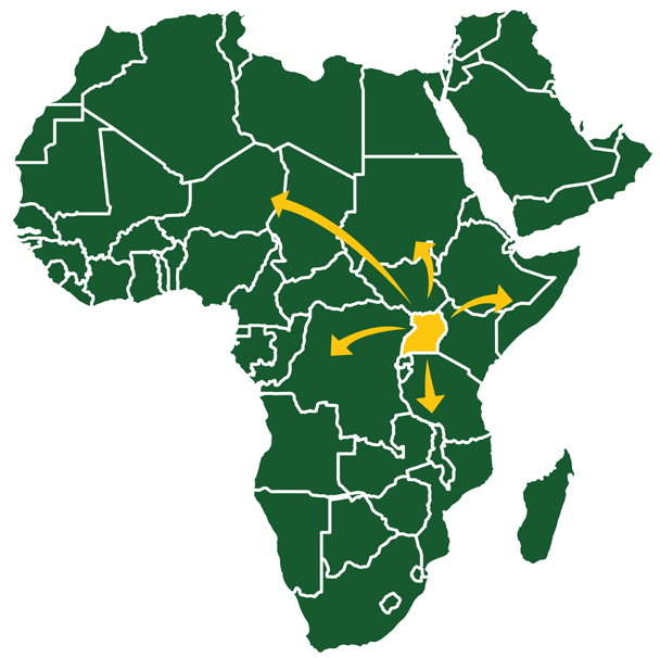Map of Africa highlighting LIU's reach